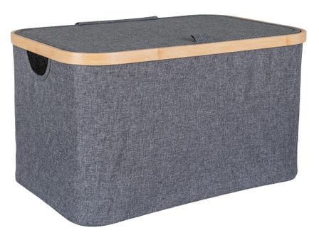 Panier à Linge NOTO 45 cm – Bambou et polyester gris