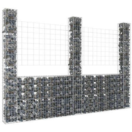 Panier de gabion en forme de U avec 3 poteaux Fer 260x20x200 cm
