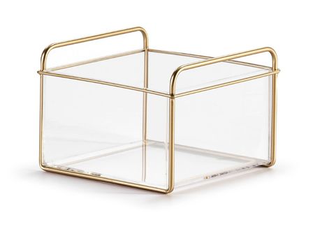 Panier de rangement carré acrylique et métal doré Vera
