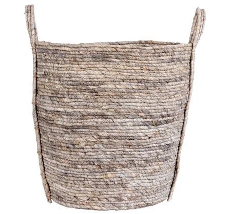 Panier de rangement rond UDINE – Feuille de maïs grise