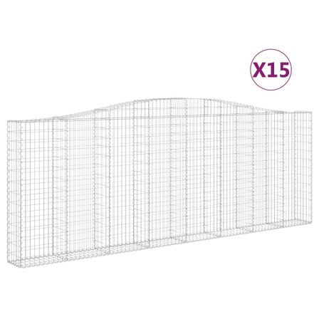 Paniers à gabions arqués 15 pcs 400x30x140/160 cm Fer galvanisé
