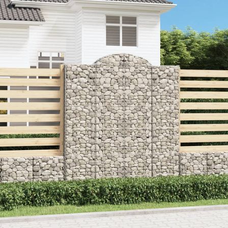 Paniers à gabions arqués 2 pcs 200x50x220/240 cm Fer galvanisé