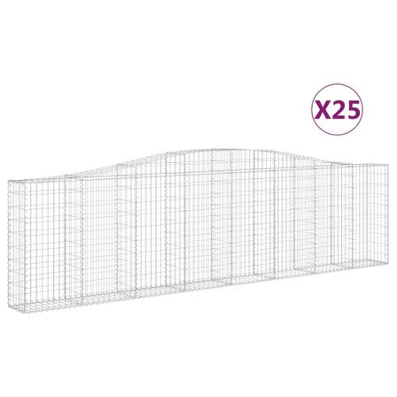Paniers à gabions arqués 25 pcs 400x30x100/120 cm Fer galvanisé