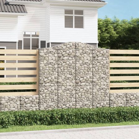 Paniers à gabions arqués 3 pcs 200x50x200/220 cm Fer galvanisé
