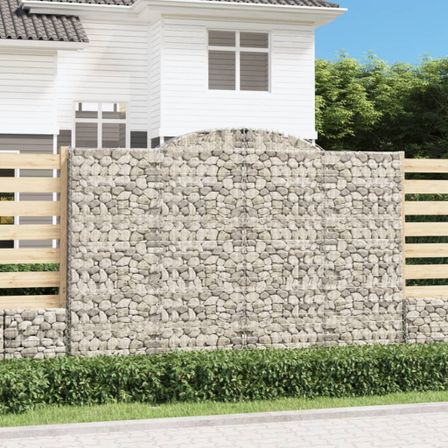 Paniers à gabions arqués 5 pcs 300x30x200/220 cm fer galvanisé