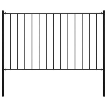 Panneau clôture et poteaux Acier enduit de poudre 1,7x1 m Noir
