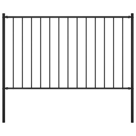 Panneau clôture et poteaux Acier enduit poudre 1,7x0,75 m Noir