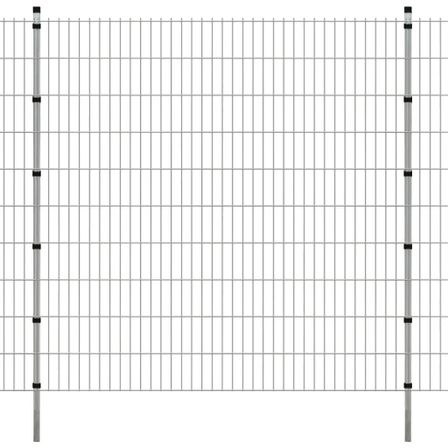 Panneau de clôture 2D de jardin+poteaux 2008x2030mm 2m Argenté