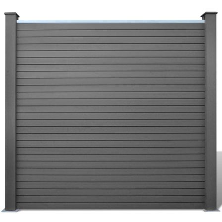 Panneau de clôture avec 2 poteaux WPC 185x185 cm Gris