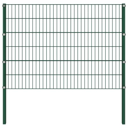 Panneau de clôture avec poteaux Fer 1,7 x 1,2 m Vert