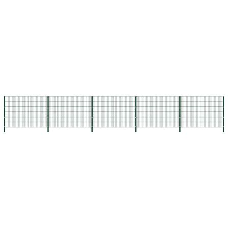 Panneau de clôture avec poteaux Fer 8,5 x 1,2 m Vert