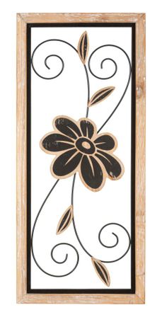 Panneau mural en fer et bois koman -a- cm 26x2,5x60