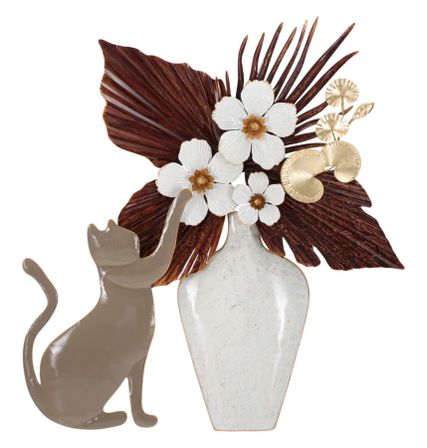 Panneau mural en fer, motif chat, 54,6 x 8,9 x 59,7 cm