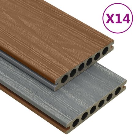 Panneaux de terrasse et accessoires WPC Marron/gris 35 m² 4 m