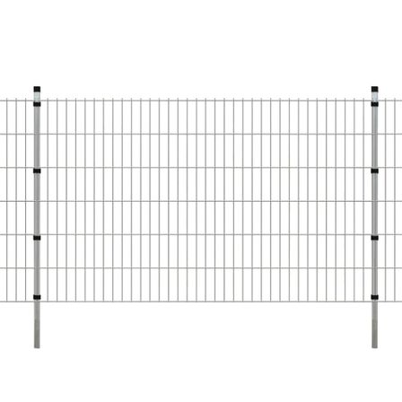 Panneaux et poteaux de clôture 2D pour jardin argenté 28 m