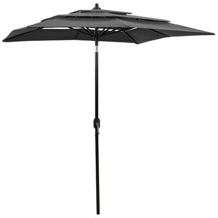 Parasol à 3 niveaux avec mât en aluminium Anthracite 2x2 m