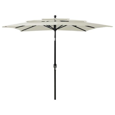 Parasol à 3 niveaux avec mât en aluminium Sable 2,5x2,5 m