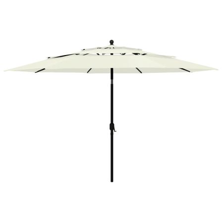 Parasol à 3 niveaux avec mât en aluminium Sable 3,5 m