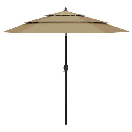 Parasol à 3 niveaux avec mât en aluminium Taupe 2,5 m