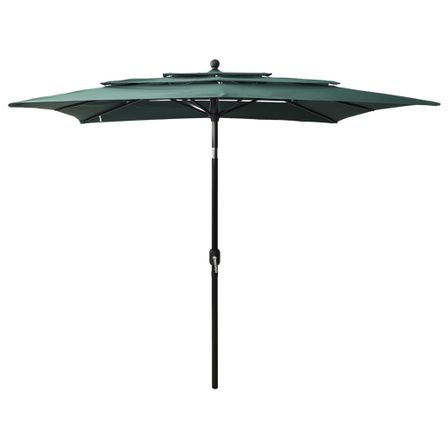 Parasol à 3 niveaux avec mât en aluminium Vert 2,5x2,5 m