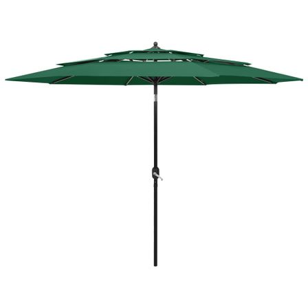 Parasol à 3 niveaux avec mât en aluminium Vert 3 m