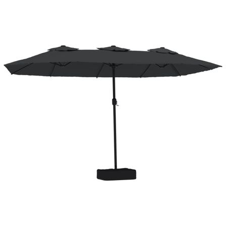Parasol à double tête avec LED noir 449x245 cm