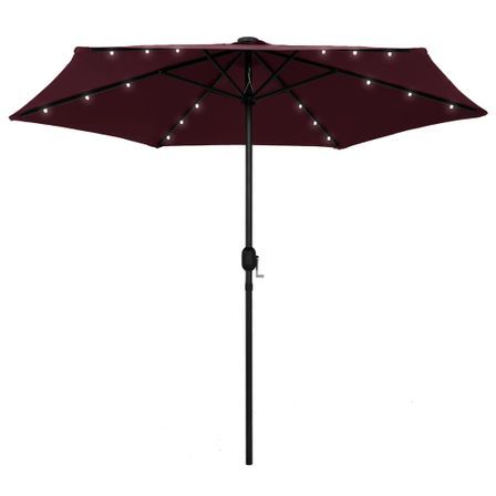 Parasol avec LED et mât en aluminium 270 cm Rouge bordeaux
