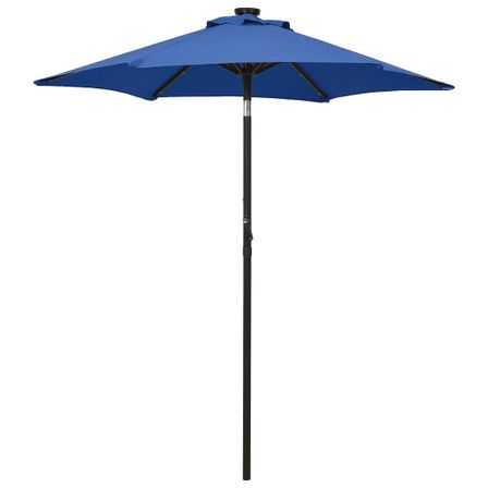 Parasol avec lumières LED Bleu azuré 200x211 cm Aluminium