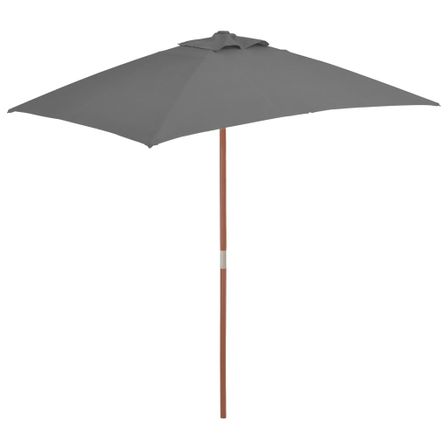 Parasol avec mât en bois 150 x 200 cm Anthracite