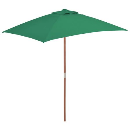 Parasol avec mât en bois 150 x 200 cm Vert