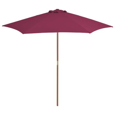 Parasol avec mât en bois 270 cm Bordeaux