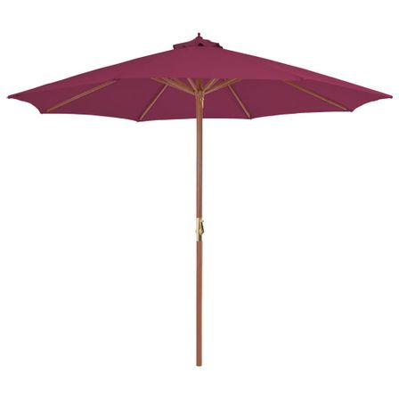 Parasol avec mât en bois 300 cm Rouge bordeaux