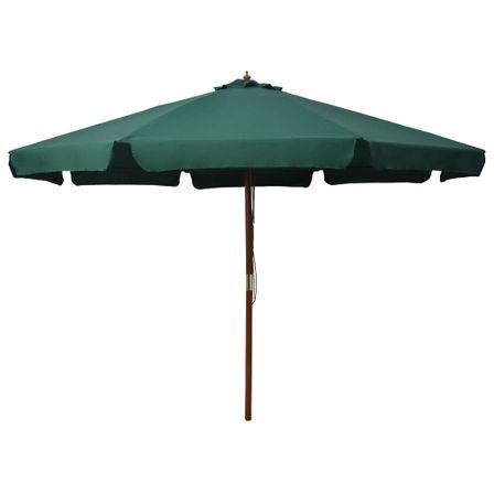 Parasol avec mât en bois 330 cm Vert