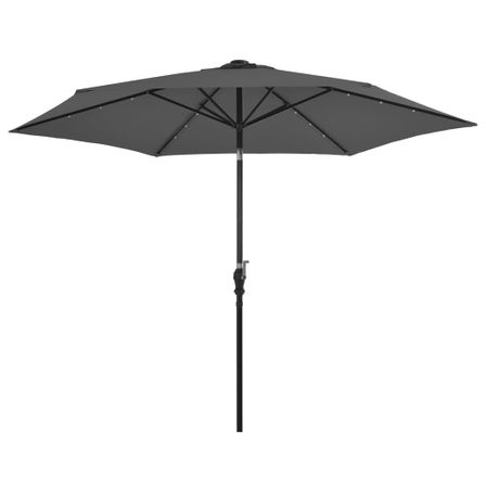Parasol d'extérieur avec LED et mât en acier 300 cm Anthracite