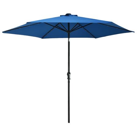 Parasol d'extérieur avec LED et mât en acier 300 cm Azuré