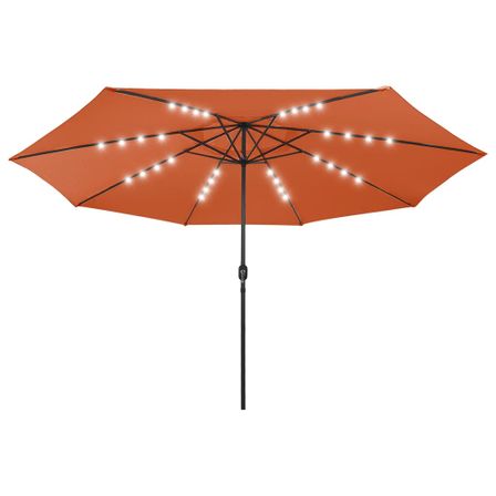 Parasol d'extérieur avec LED et mât en métal 400 cm Terre cuite