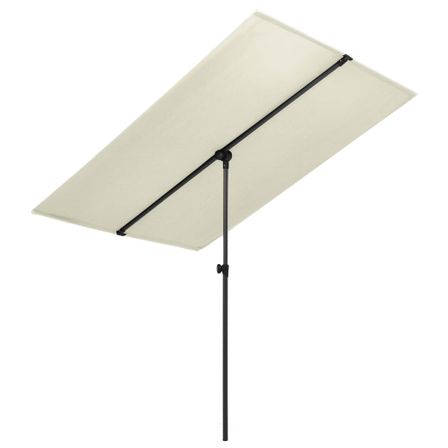 Parasol d'extérieur avec mât en aluminium 2x1,5 m Blanc sable