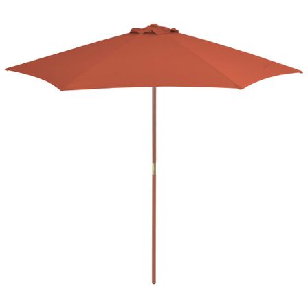 Parasol d'extérieur avec mât en bois 270 cm Terre cuite
