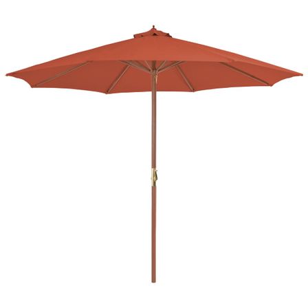 Parasol d'extérieur avec mât en bois 300 cm Terre cuite