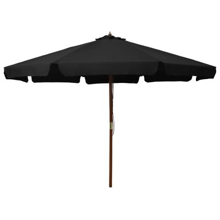 Parasol d'extérieur avec mât en bois 330 cm Noir