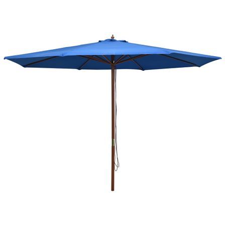Parasol d'extérieur avec mât en bois 350 cm Bleu