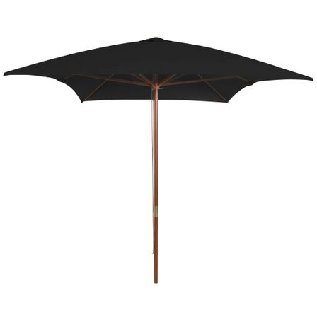 Parasol d'extérieur avec mât en bois Noir 200x300 cm