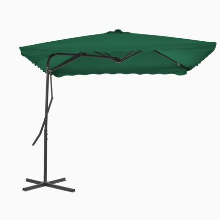Parasol d'extérieur déporté avec mât en acier 250 x 250 cm Vert
