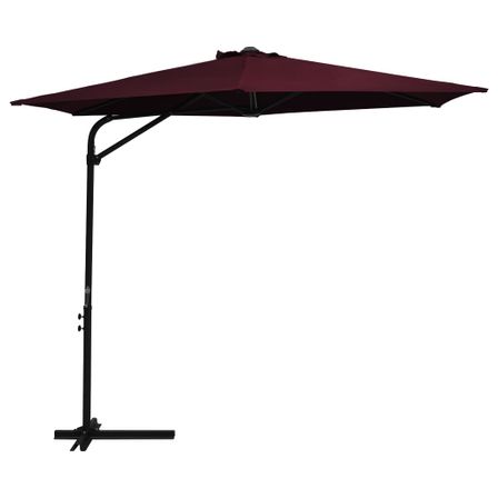 Parasol d'extérieur déporté avec mât en acier 300 cm Rouge bordeaux