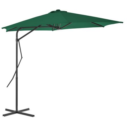 Parasol d'extérieur déporté avec mât en acier 300 cm Vert