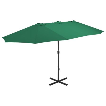 Parasol d'extérieur et mât en aluminium 460 x 270 cm Vert
