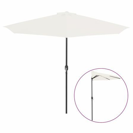 Parasol de balcon avec mât en aluminium Sable 300x150 cm Demi