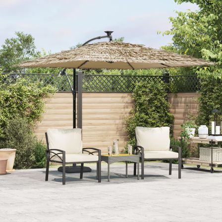 Parasol de jardin avec LED et mât en acier marron 269x269x235cm
