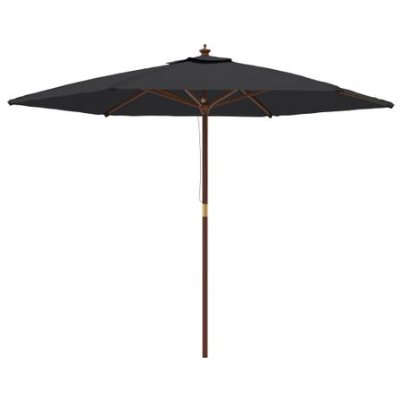Parasol de jardin avec mât en bois noir 299x240 cm