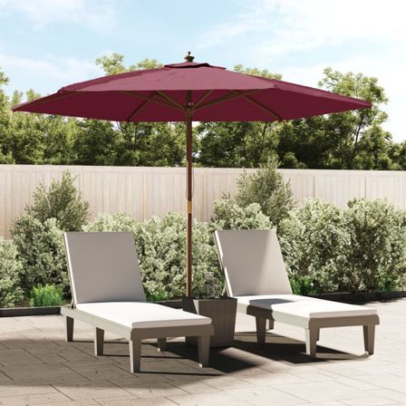 Parasol de jardin avec mât en bois rouge bordeaux 299x240 cm